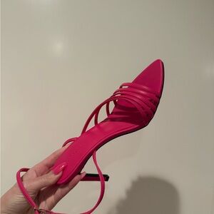 Hot Pink Strappy Pointed-Toe Heels